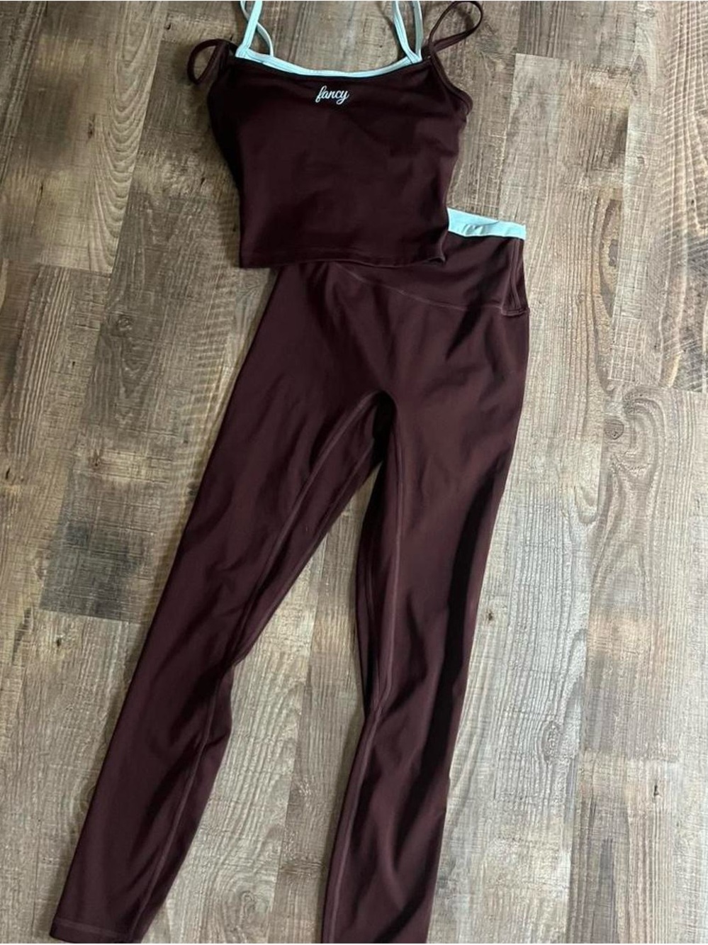 Fancy Burgundy Leggings Set with Contrast Trim